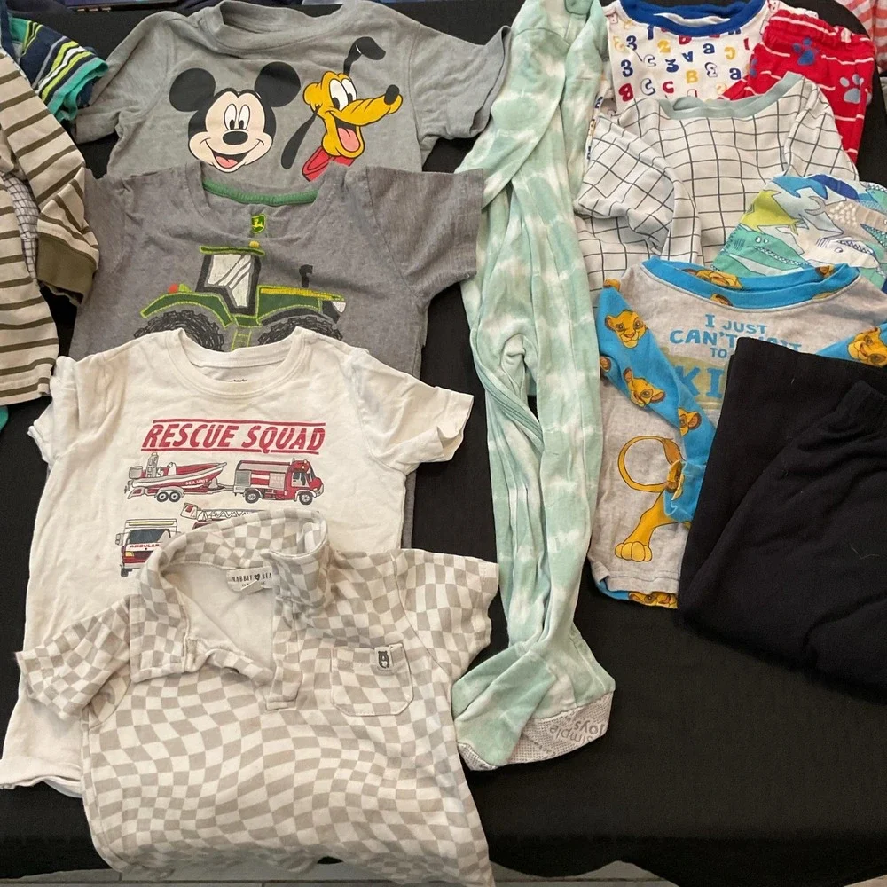 Mixed Brands 23pc Clothes Lot Boys 2T/24M Multicolor Disney Camo Swim Overalls